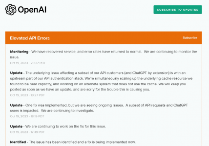 OpenAI API 出现严重故障致无法使用，目前已修复服务
